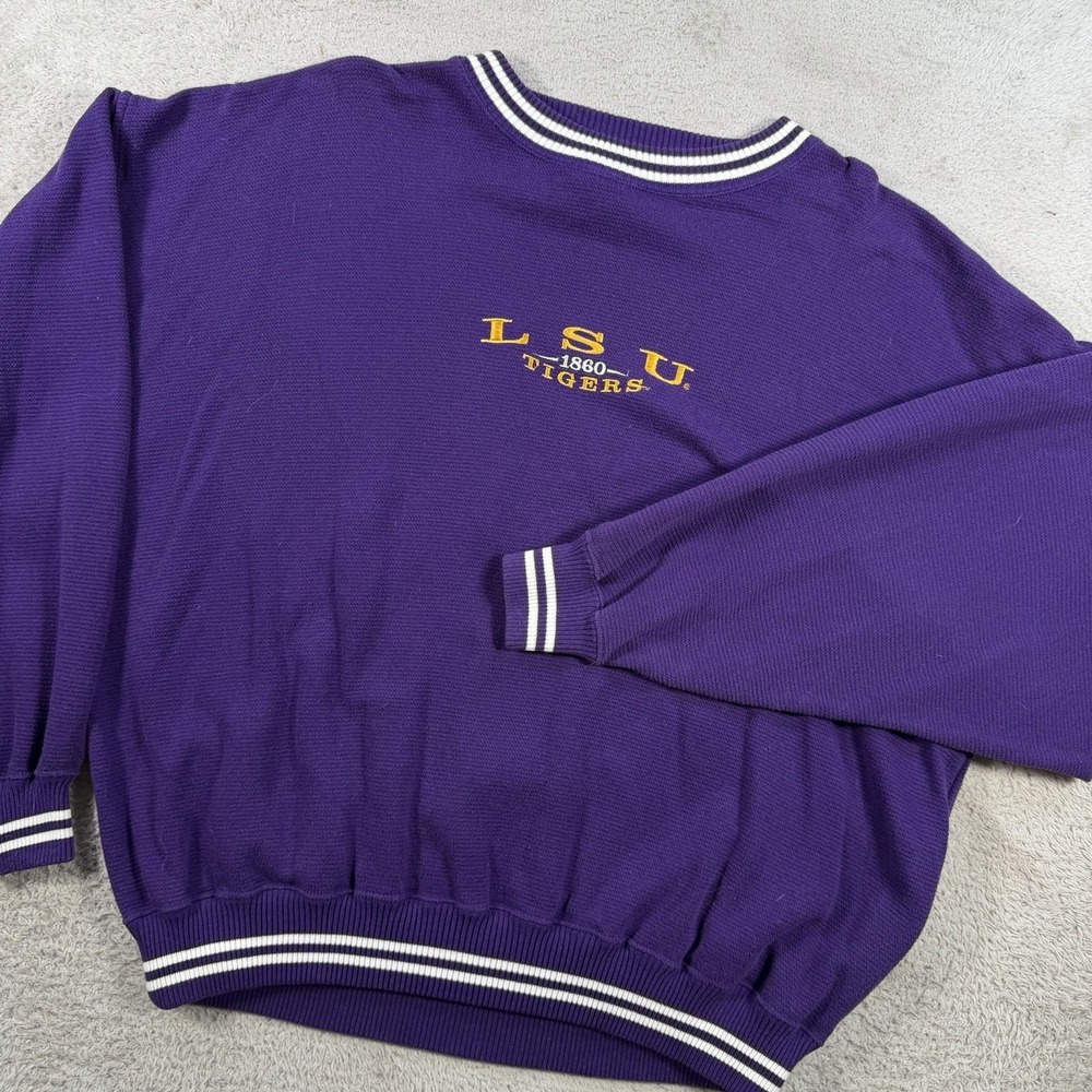 Vintage LSU Tigers Sweatshirt Mens XL Purple Red Oak Crewneck Fleece Pullover